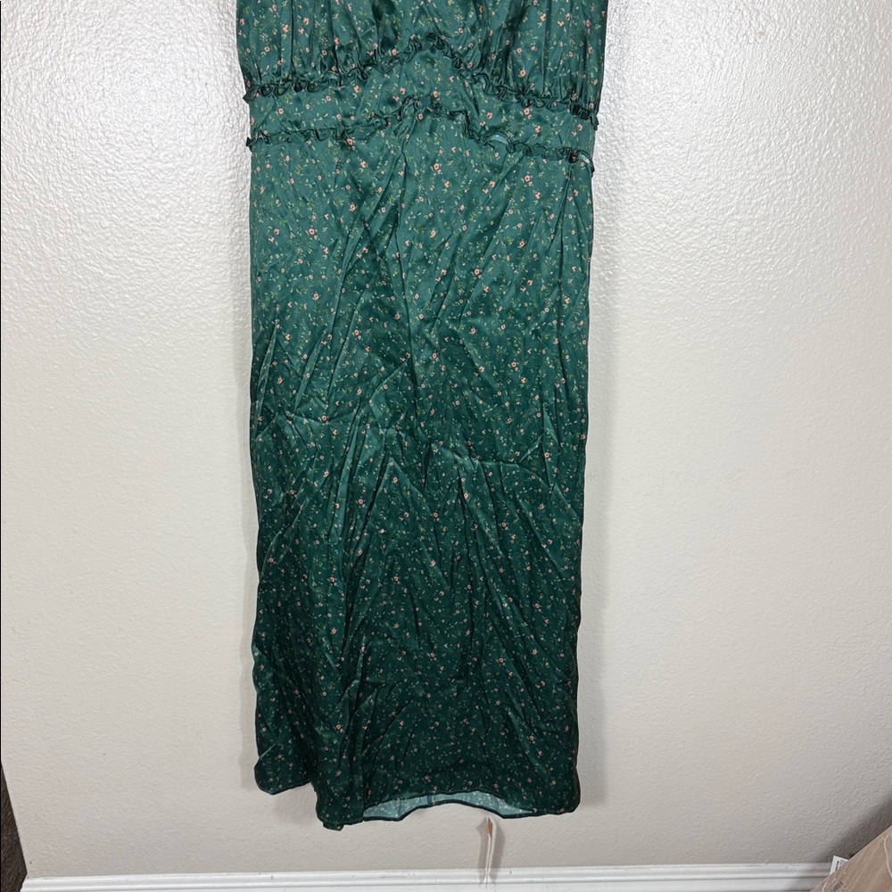 Reformation Kaye Silk Green Corriander Floral Midi Dress - Picture 5 of 10